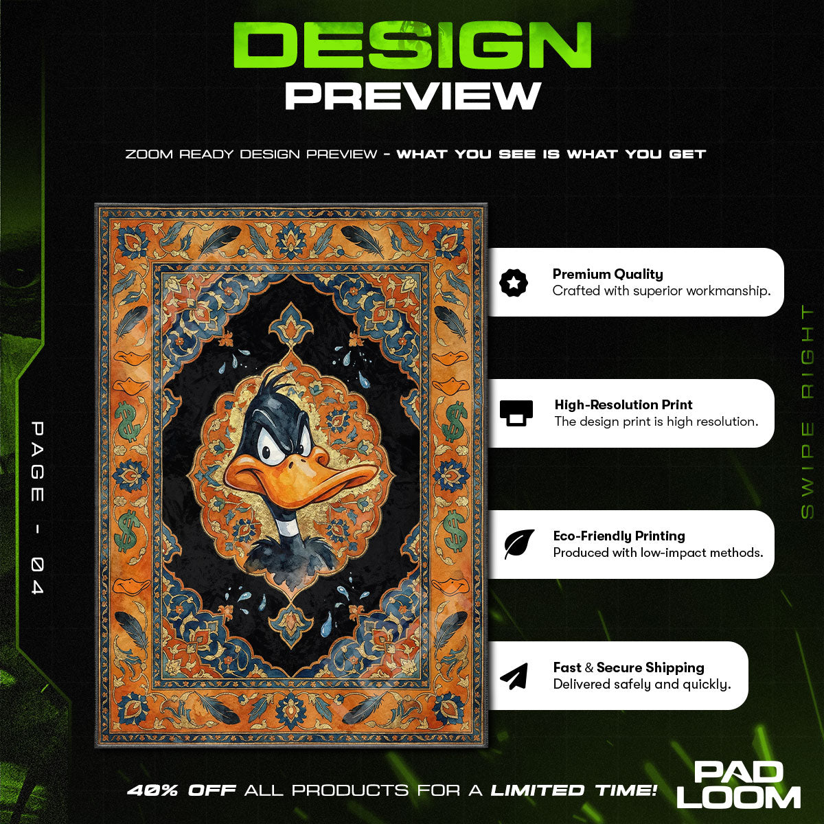 Kids character design printed on rug