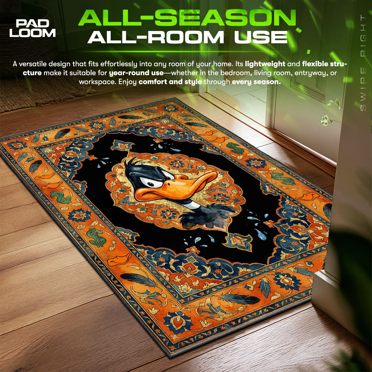 Daffy Duck Cartoon Kids fan rug — premium quality print