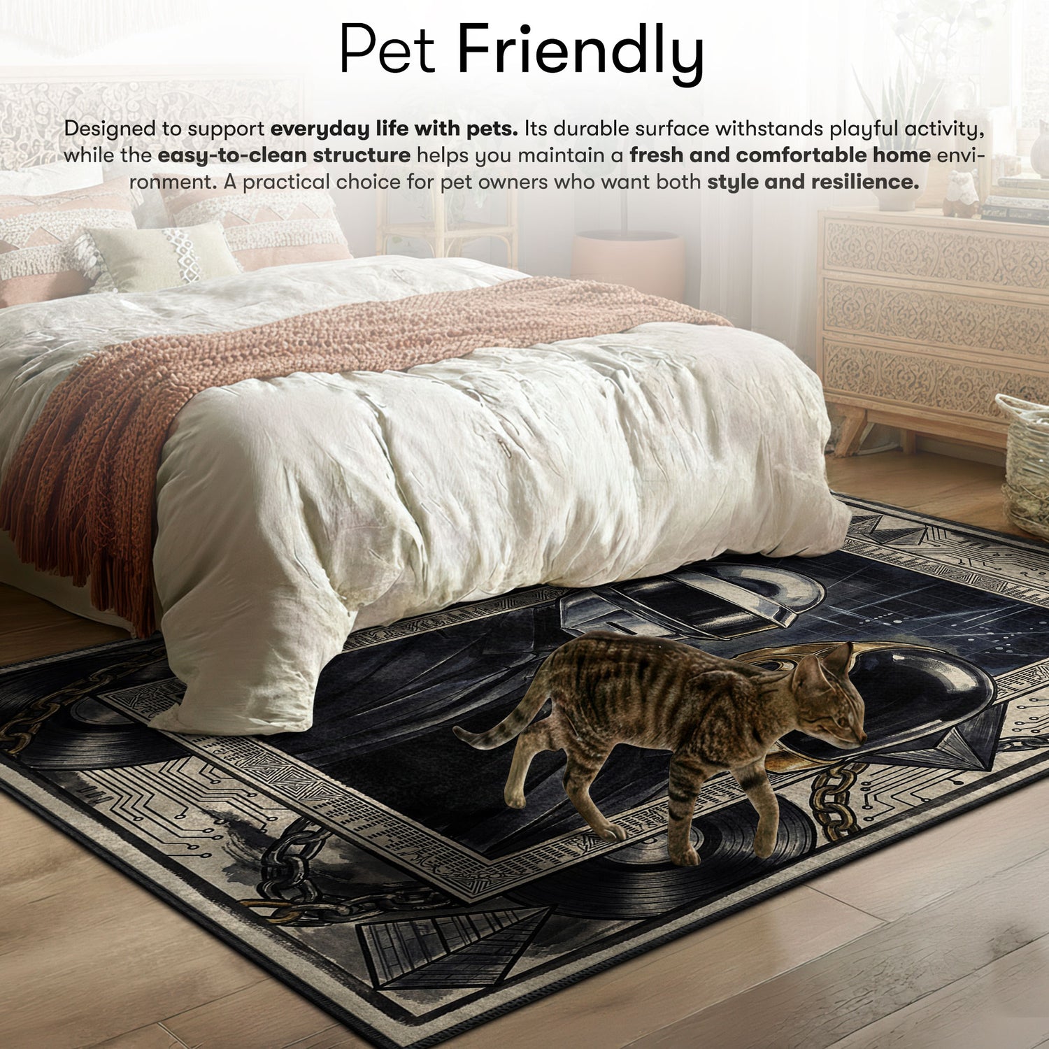 Chair character design printed on rug