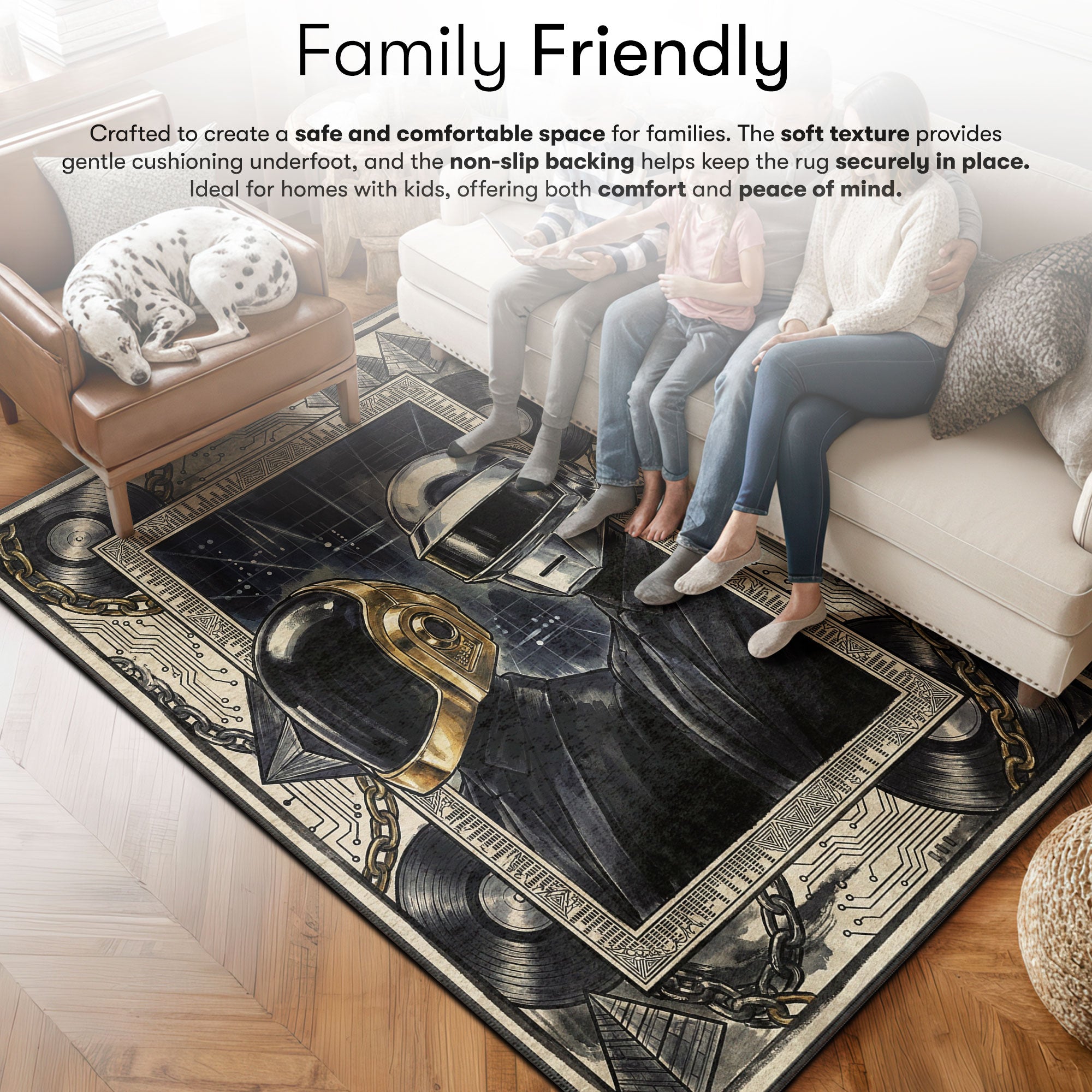 Detailed close-up of Daft rug pattern