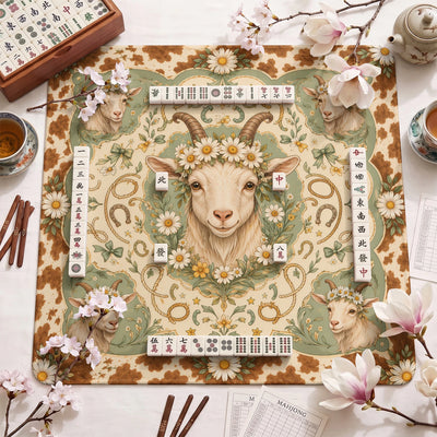 Daisy Goat Mahjong Mat - Mah Jongg Table Mat