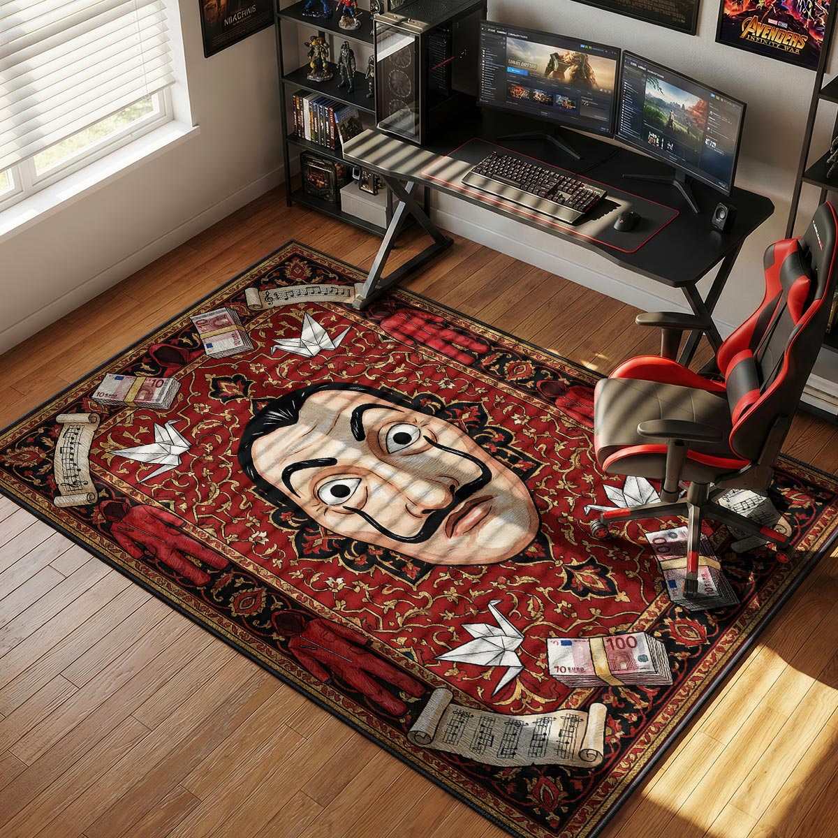 Dali Mask Resistance Money Heist Room rug — main product view