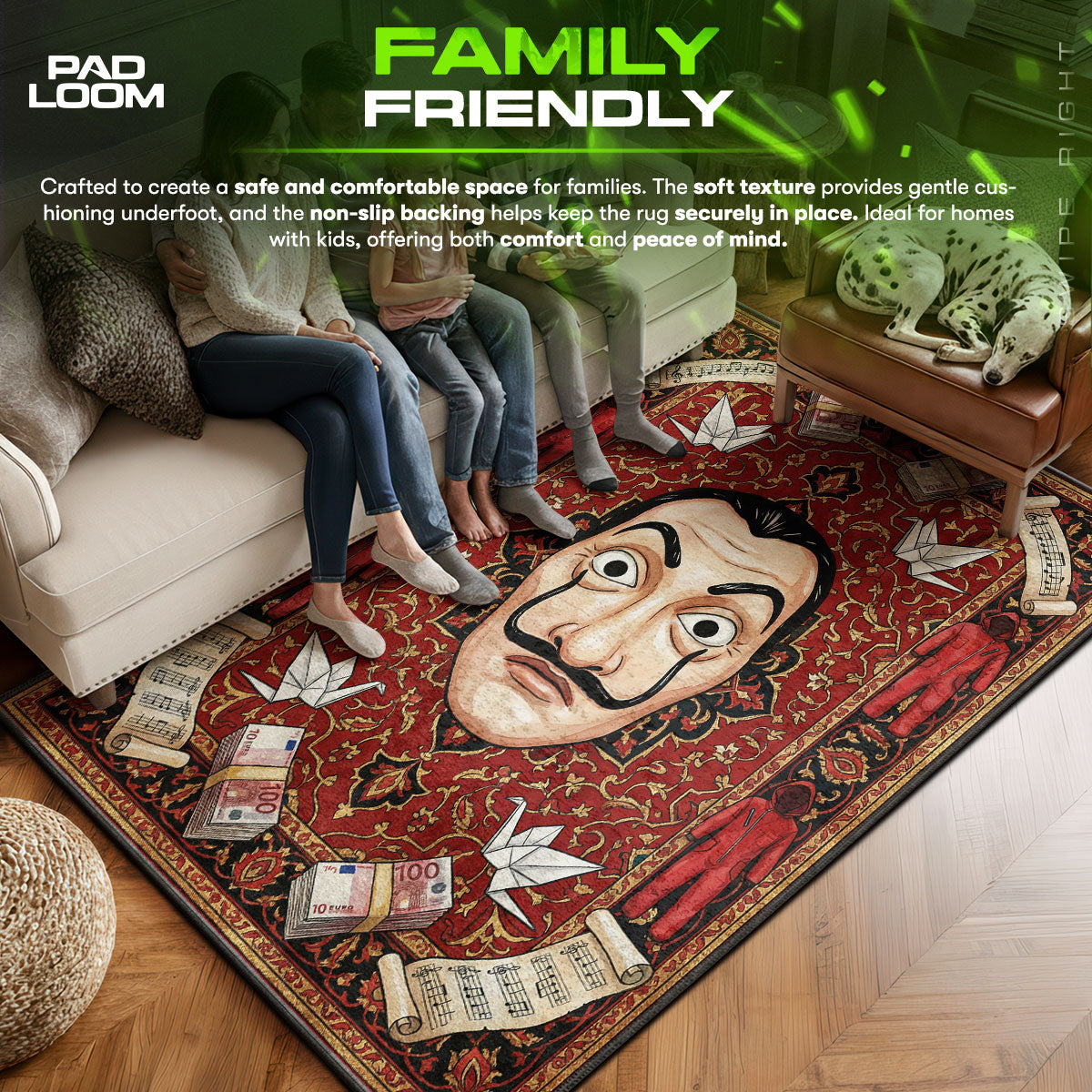 Dali area rug showing full home decor artwork