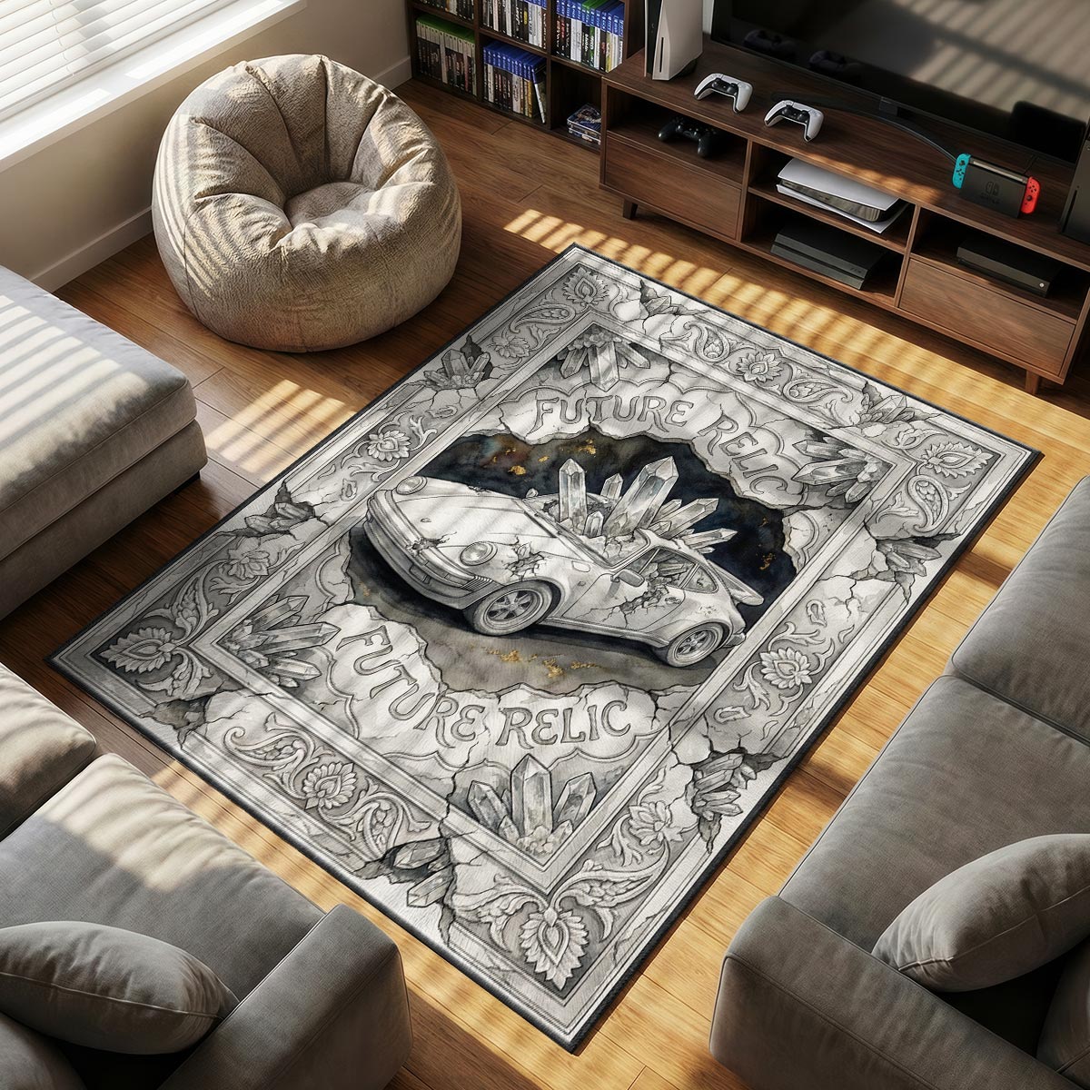 Daniel Arsham themed area rug for home decor fans