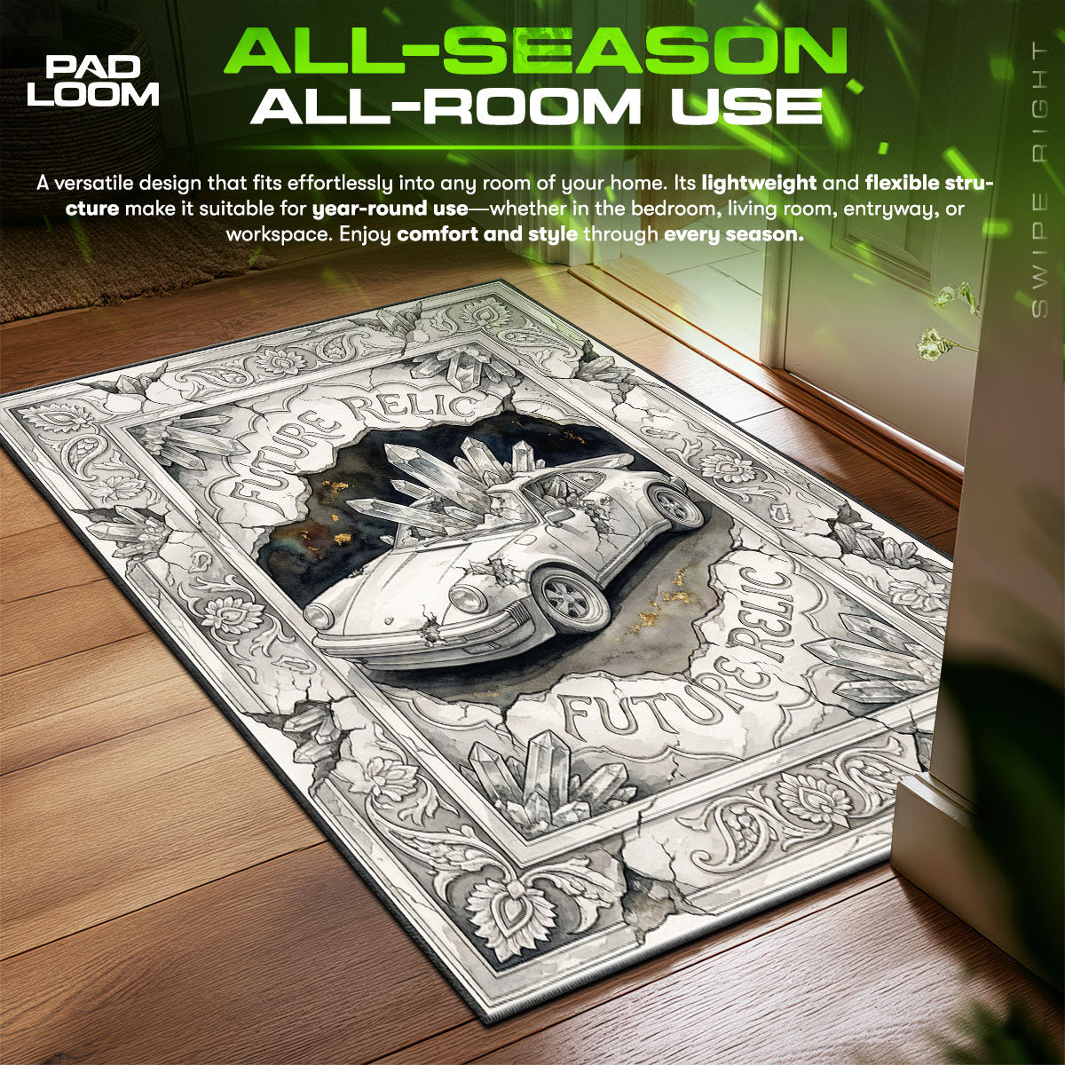 Daniel Arsham Future Relic Porsche Contemporary Art Floor fan rug — premium quality print
