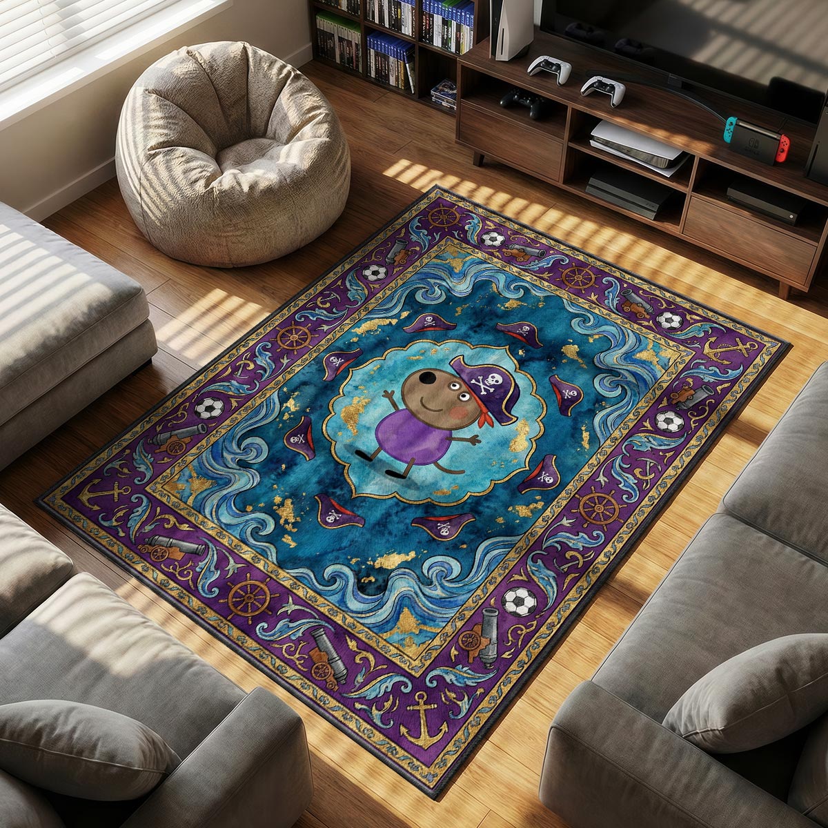 Mr Potato themed area rug for home decor fans