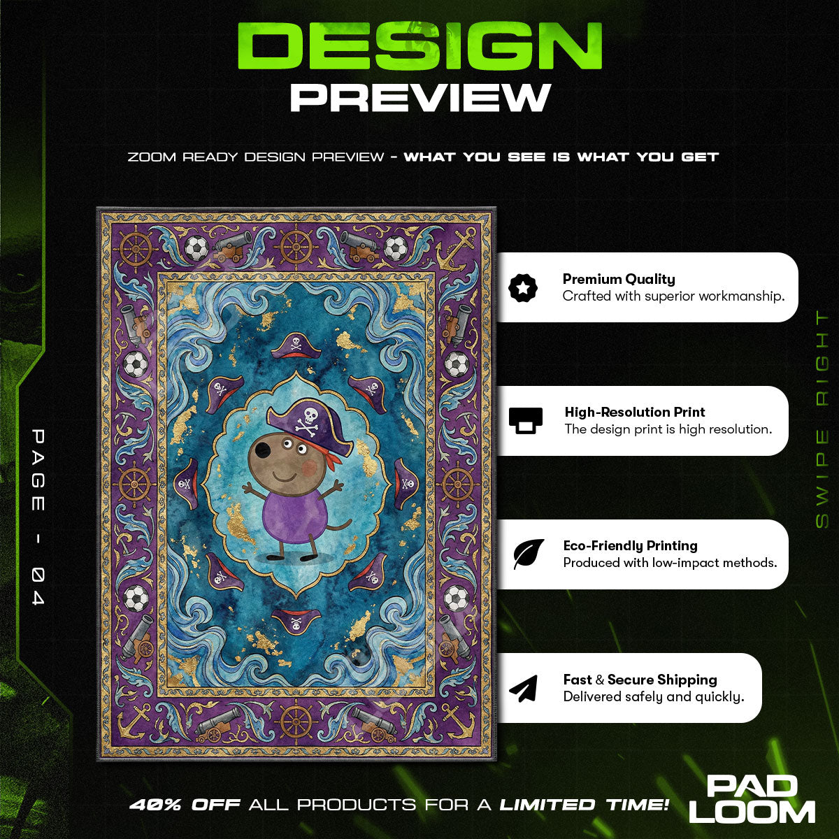Kids character design printed on rug
