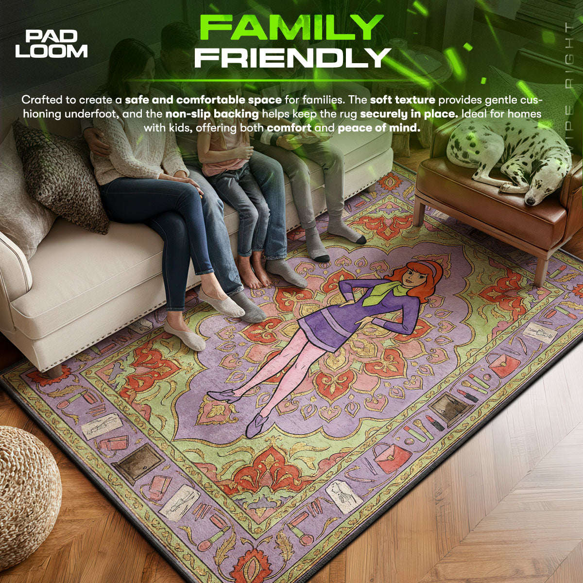 Area character design printed on rug
