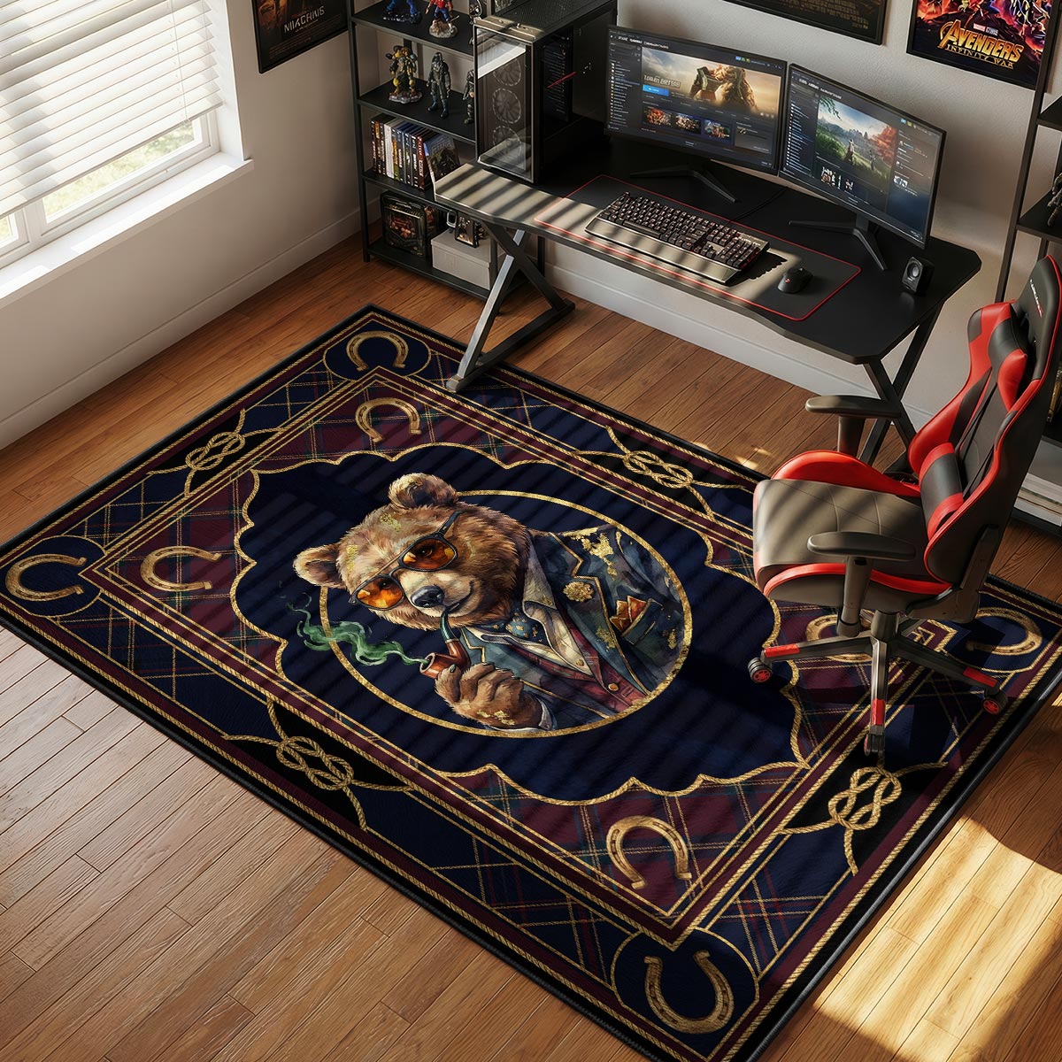 Dapper Bear Pipe Streetwear rug — main product view