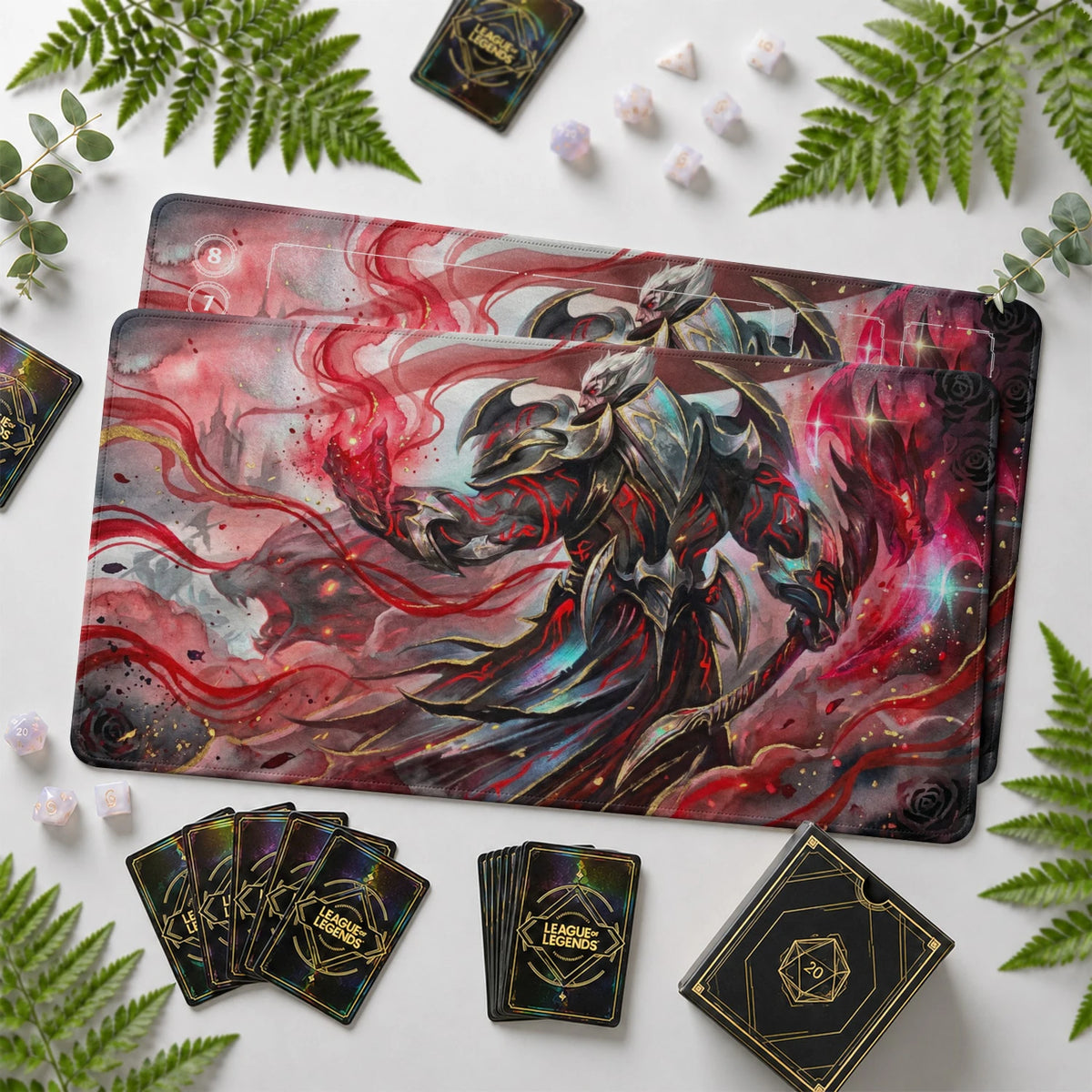 Darius Bloodforge Riftbound TCG playmat with card zones and score track – LoL game mat