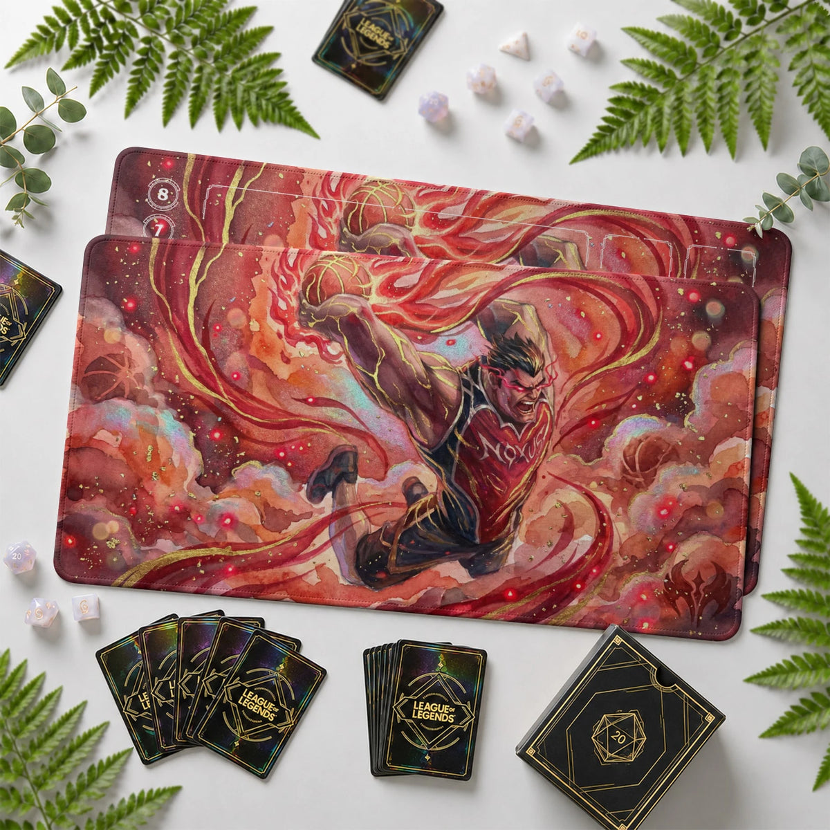 Darius Slam Riftbound TCG playmat with card zones and score track – LoL game mat