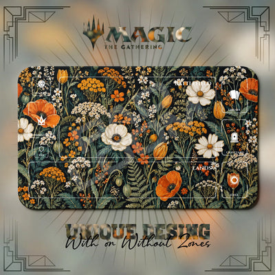 Dark Floral Poppy Playmat - MTG Magic Mat