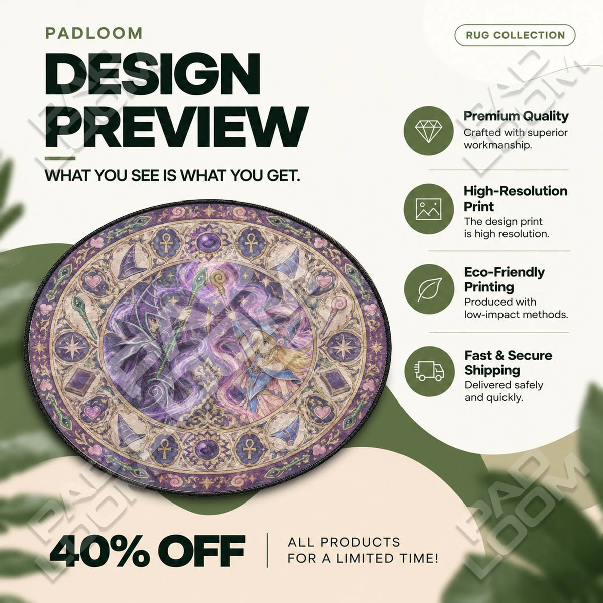Dark Magician Duo Yu-Gi-Oh round rug full design preview