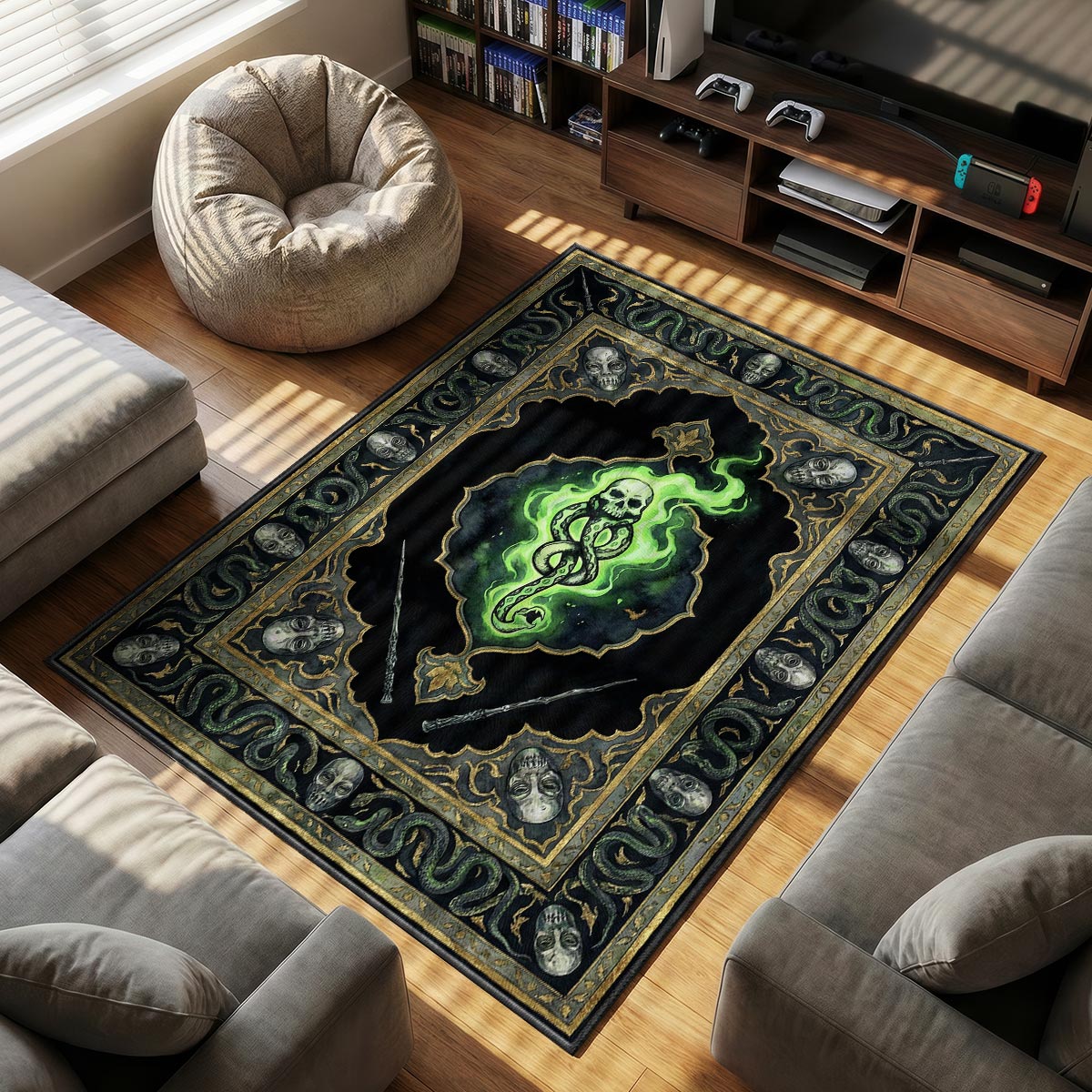 Dark Mark themed area rug for Gothic fans