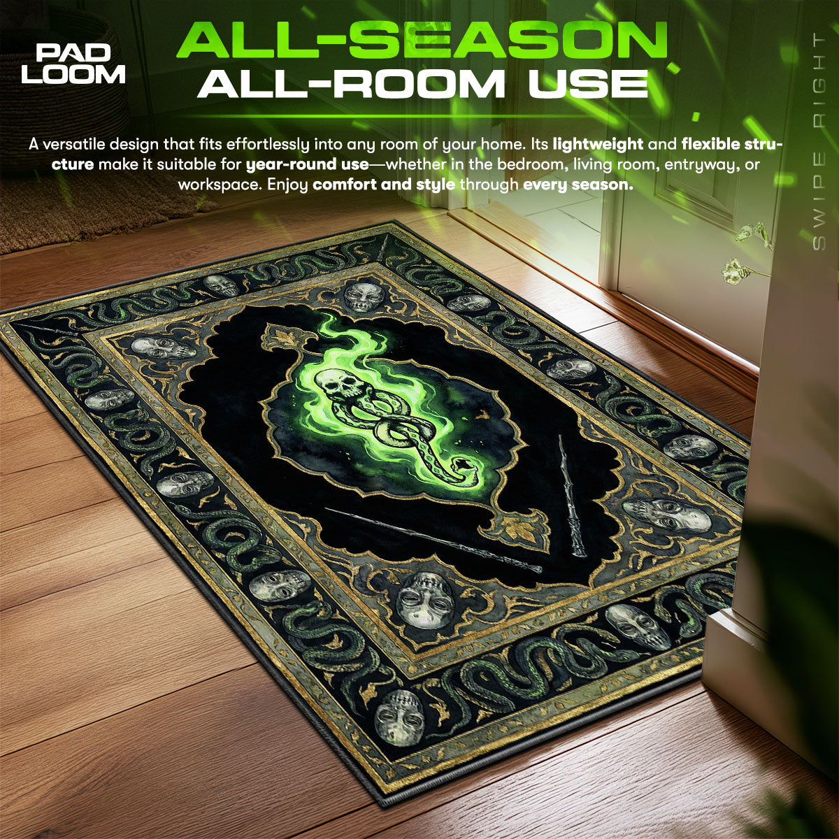 Dark Mark Villain Harry Potter Room fan rug — premium quality print