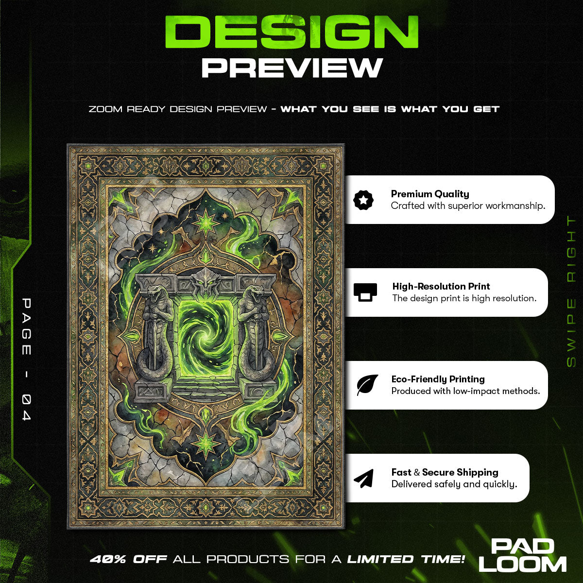 Dark Portal Fel Gate Rug - WoW Chair Mat