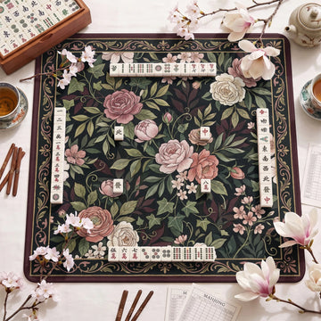 Dark Rose Garden Mahjong Mat - Mah Jongg Mat
