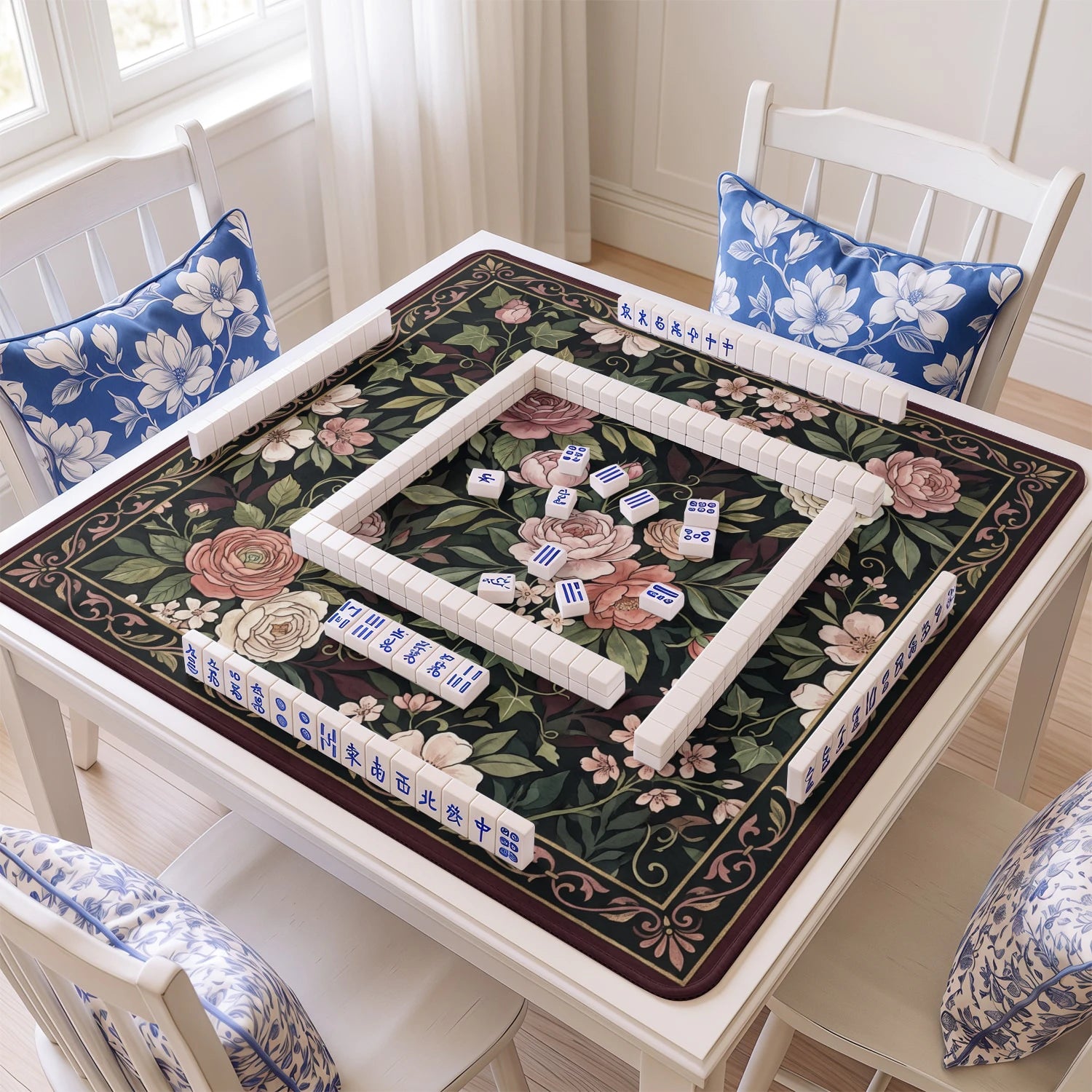 Dark Rose Garden Mahjong Mat - Mah Jongg Mat
