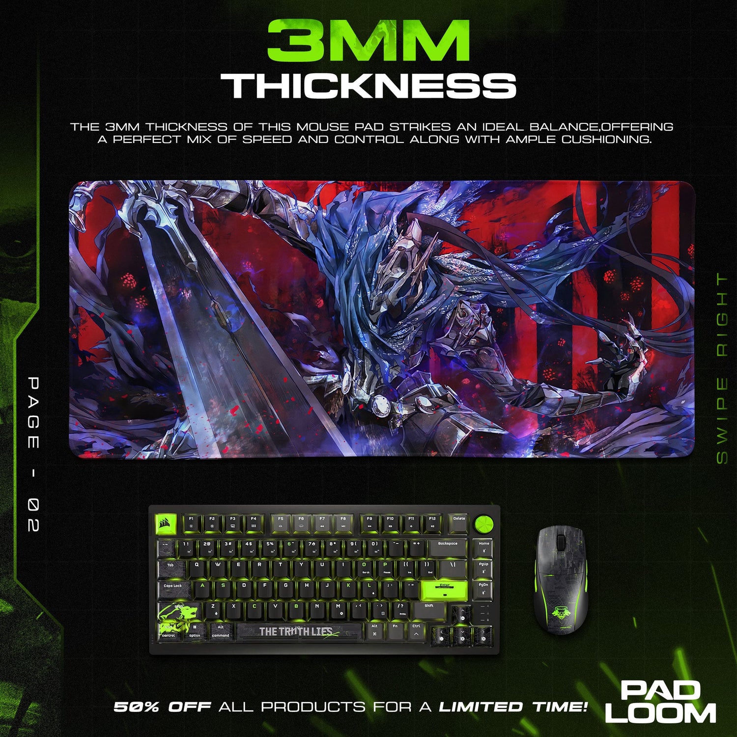Dark Souls Mouse Pad, Abyss Knight Gamer Desk Mat Padloom