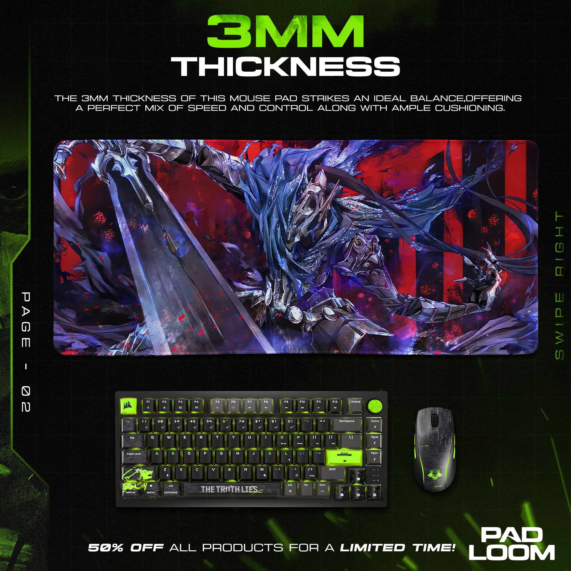 Dark Souls Mouse Pad, Abyss Knight Gamer Desk Mat