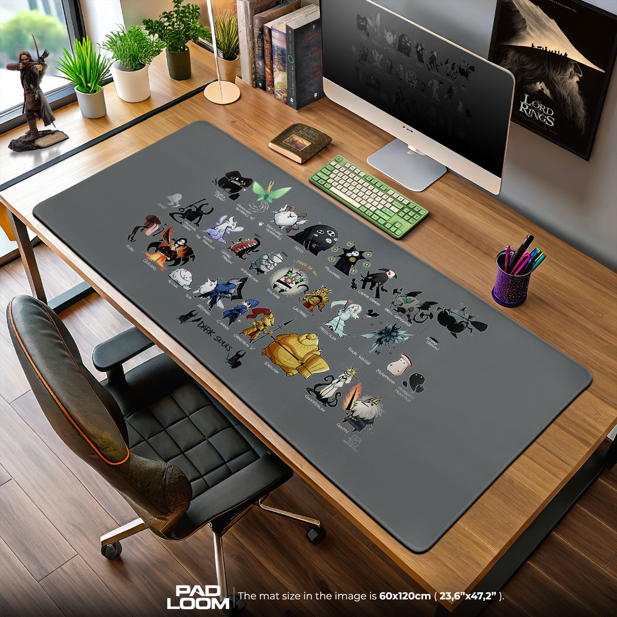 Dark Souls Mouse Pad, Chibi Bosses Gamer Desk Mat