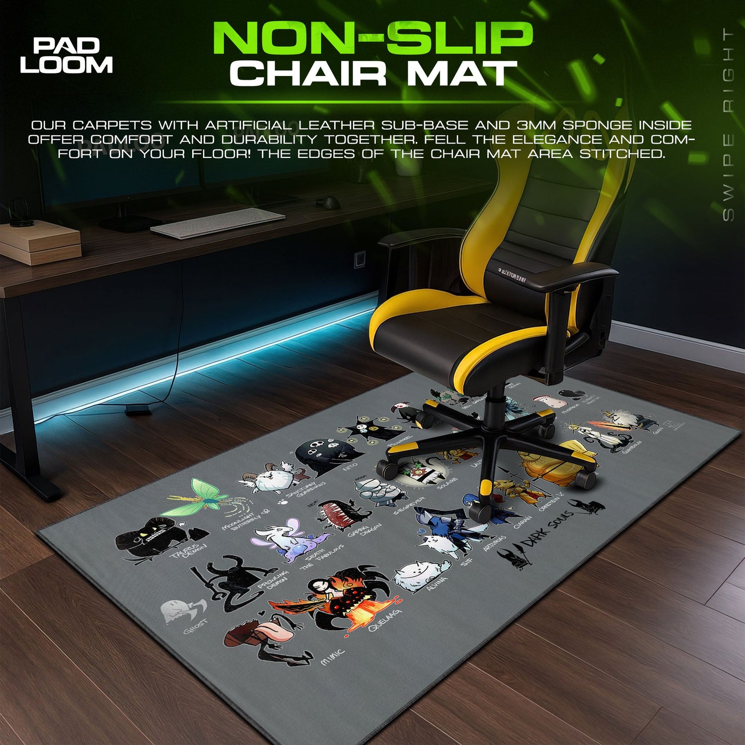 Dark Souls Mouse Pad, Chibi Bosses Gamer Desk Mat Padloom