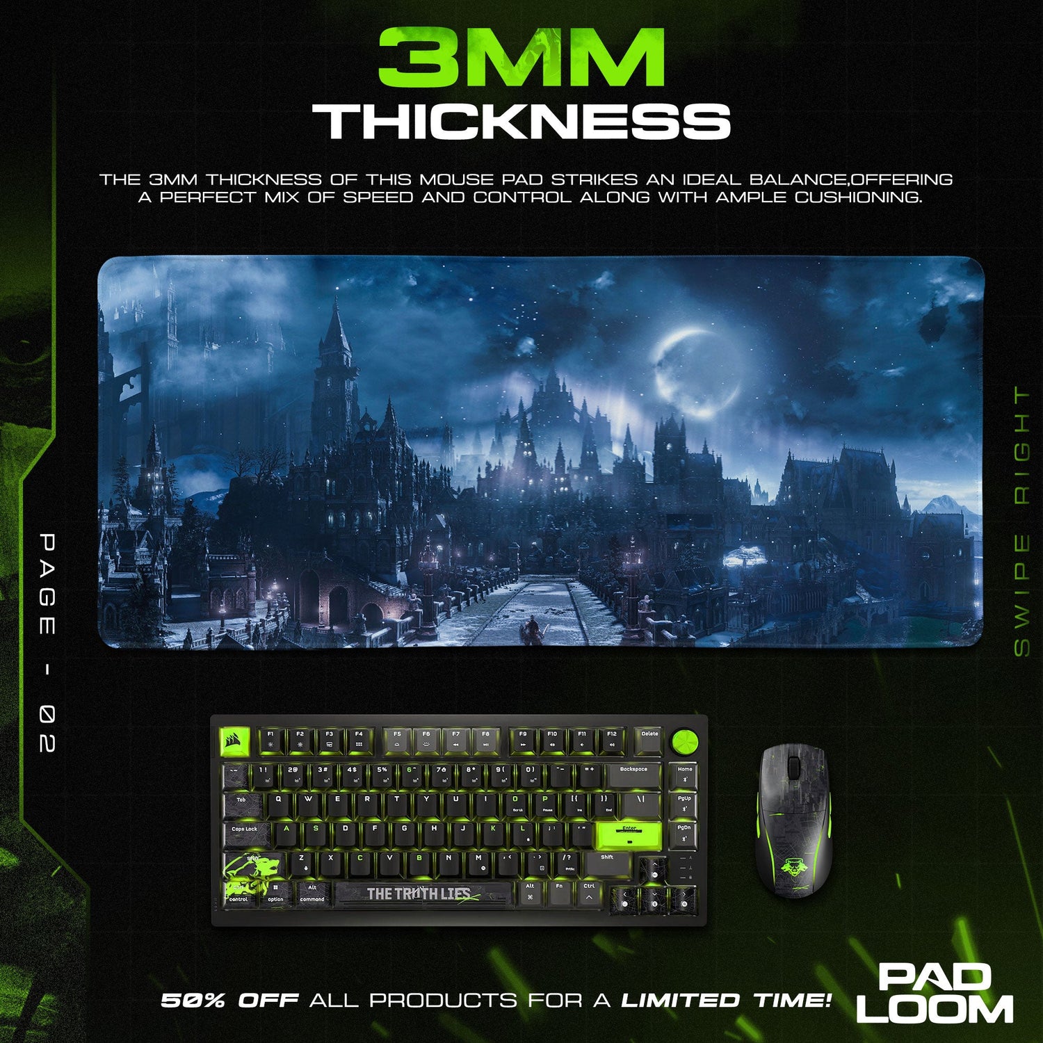 Dark Souls Mouse Pad, Gothic Castle Gamer Desk Mat Padloom