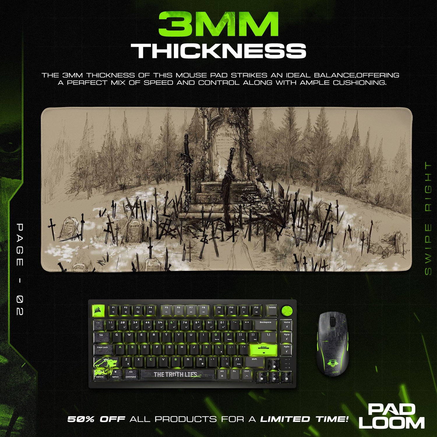 Dark Souls Mouse Pad, Graveyard Shrine Gamer Desk Mat Padloom