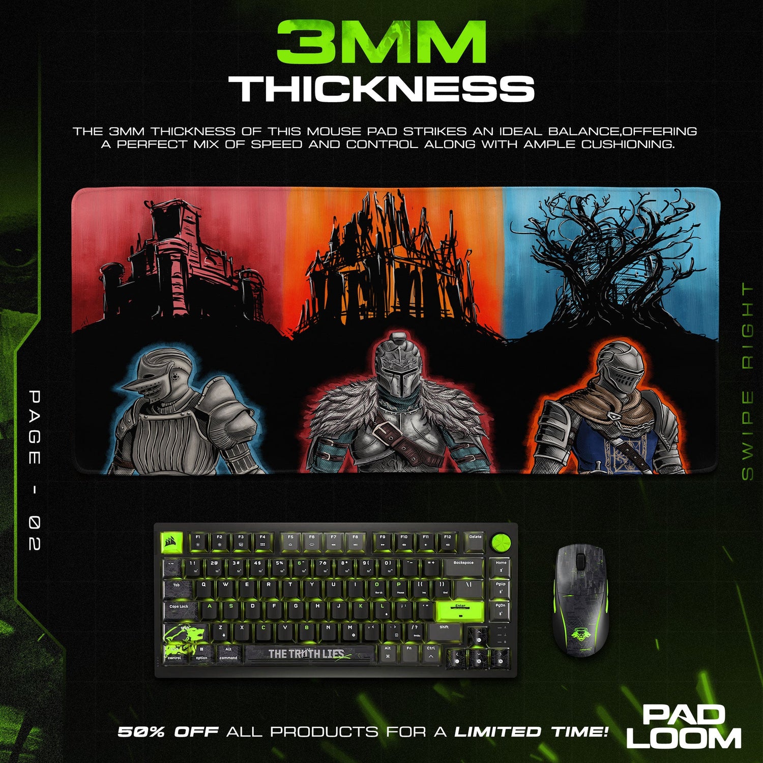 Dark Souls Mouse Pad, Hero Icons Gamer Desk Mat Padloom