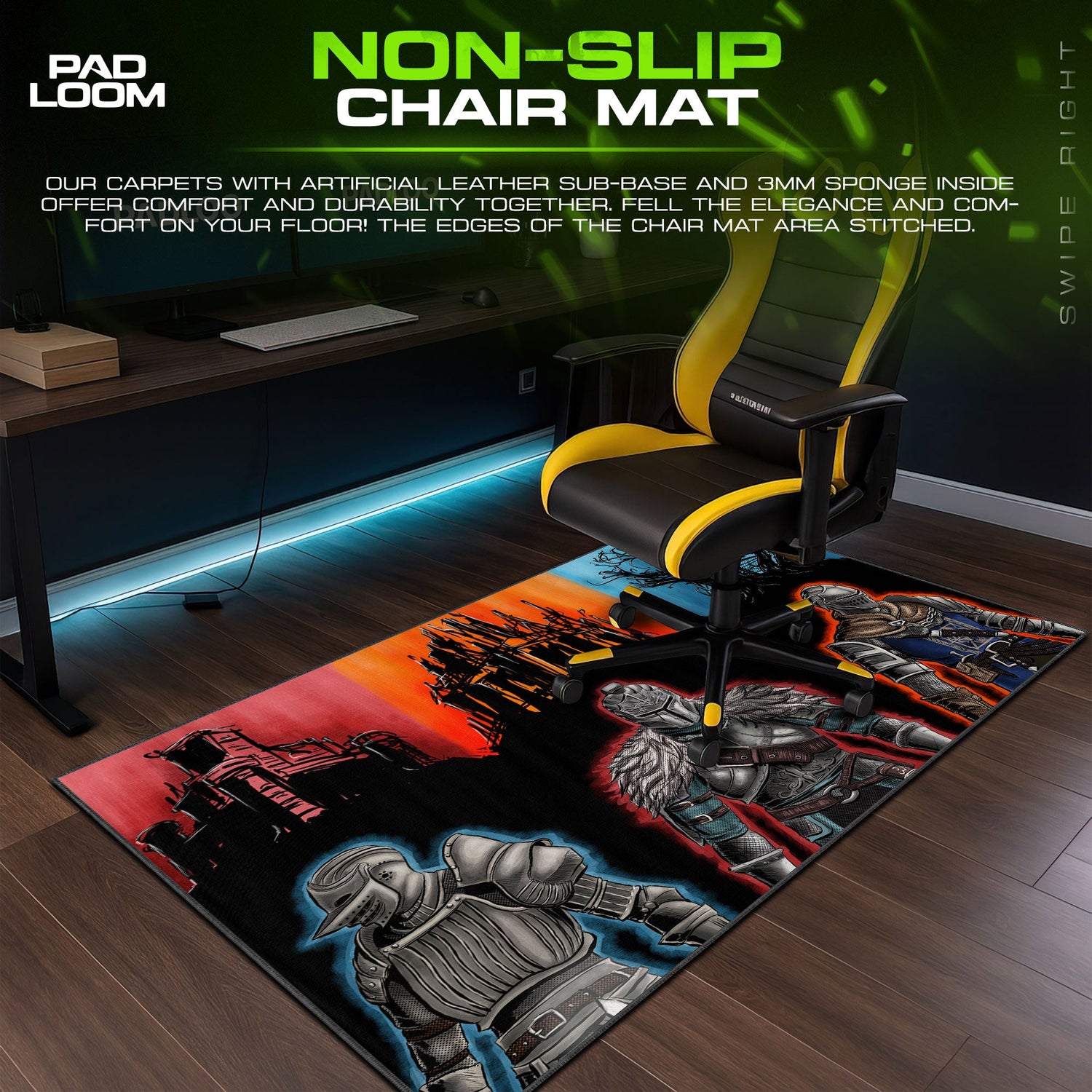 Dark Souls Mouse Pad, Hero Icons Gamer Desk Mat Padloom