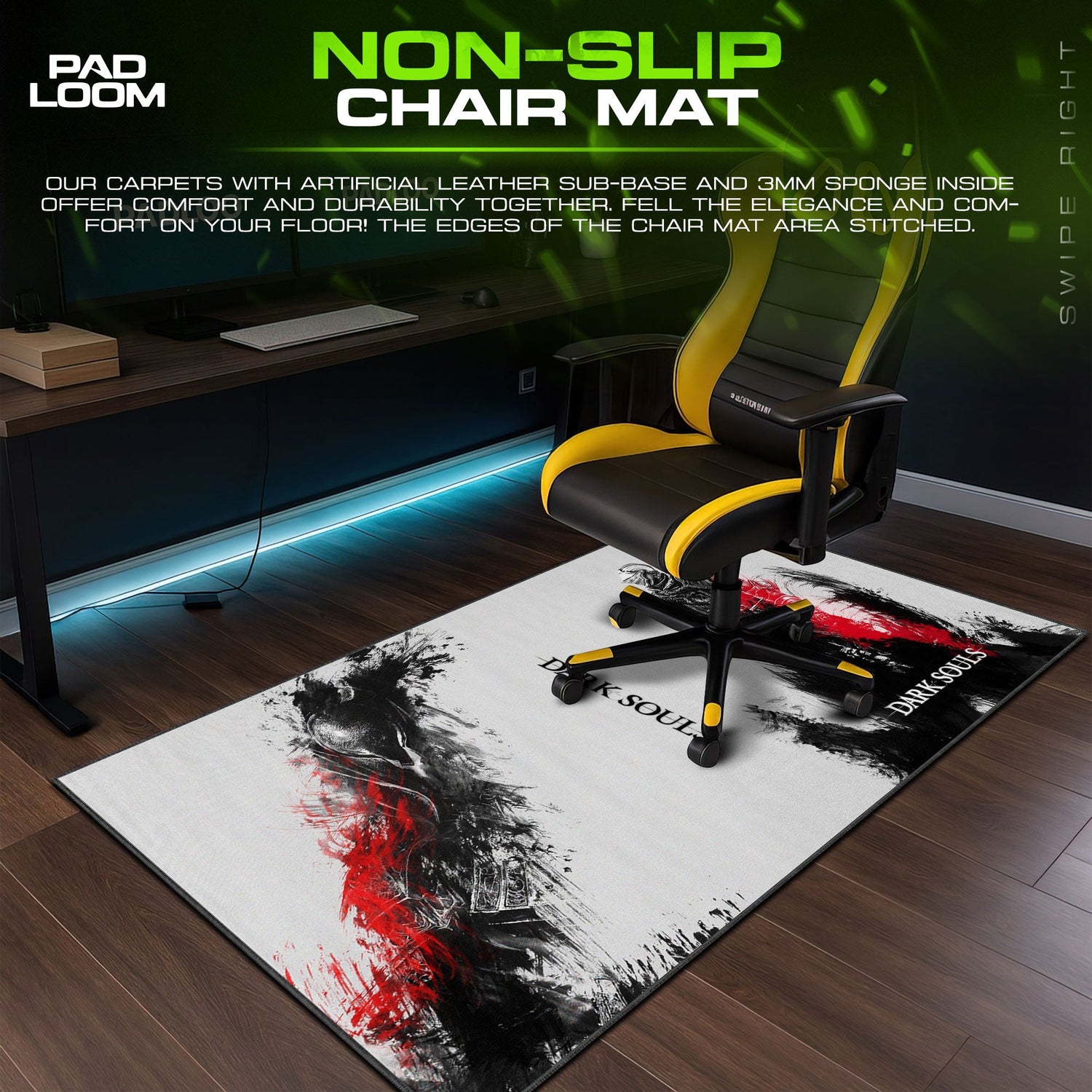 Dark Souls Mouse Pad, Warrior Brushstroke Gamer Desk Mat Padloom