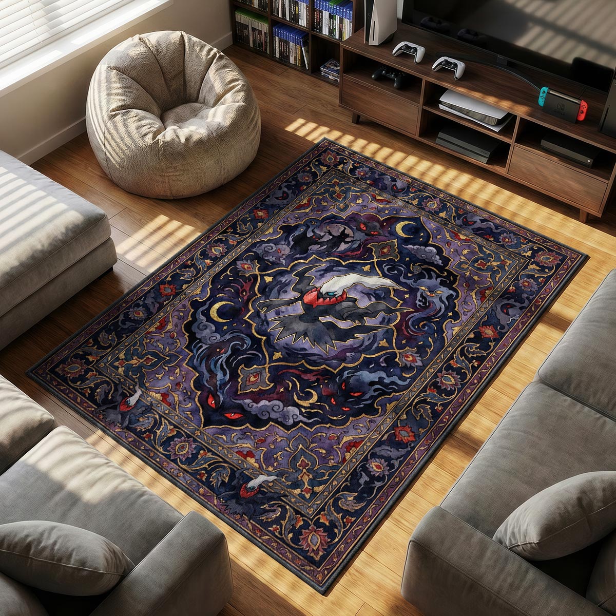 Darkrai Nightmare themed area rug for Pokemon fans