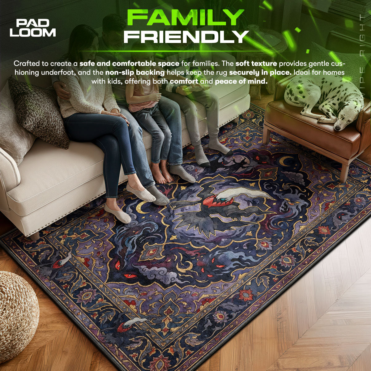 Darkrai area rug showing full Pokemon artwork