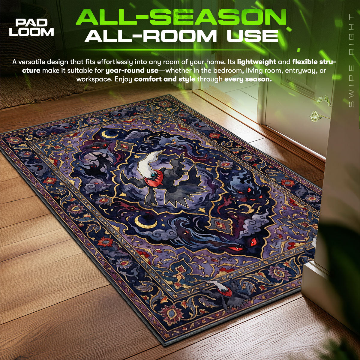 Darkrai Nightmare Shadow Chair fan rug — premium quality print