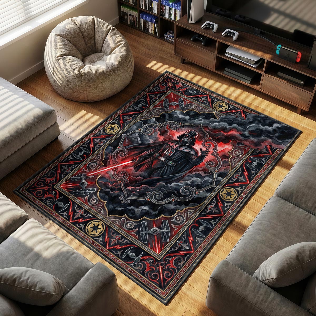 Darth Vader themed area rug for Gothic fans