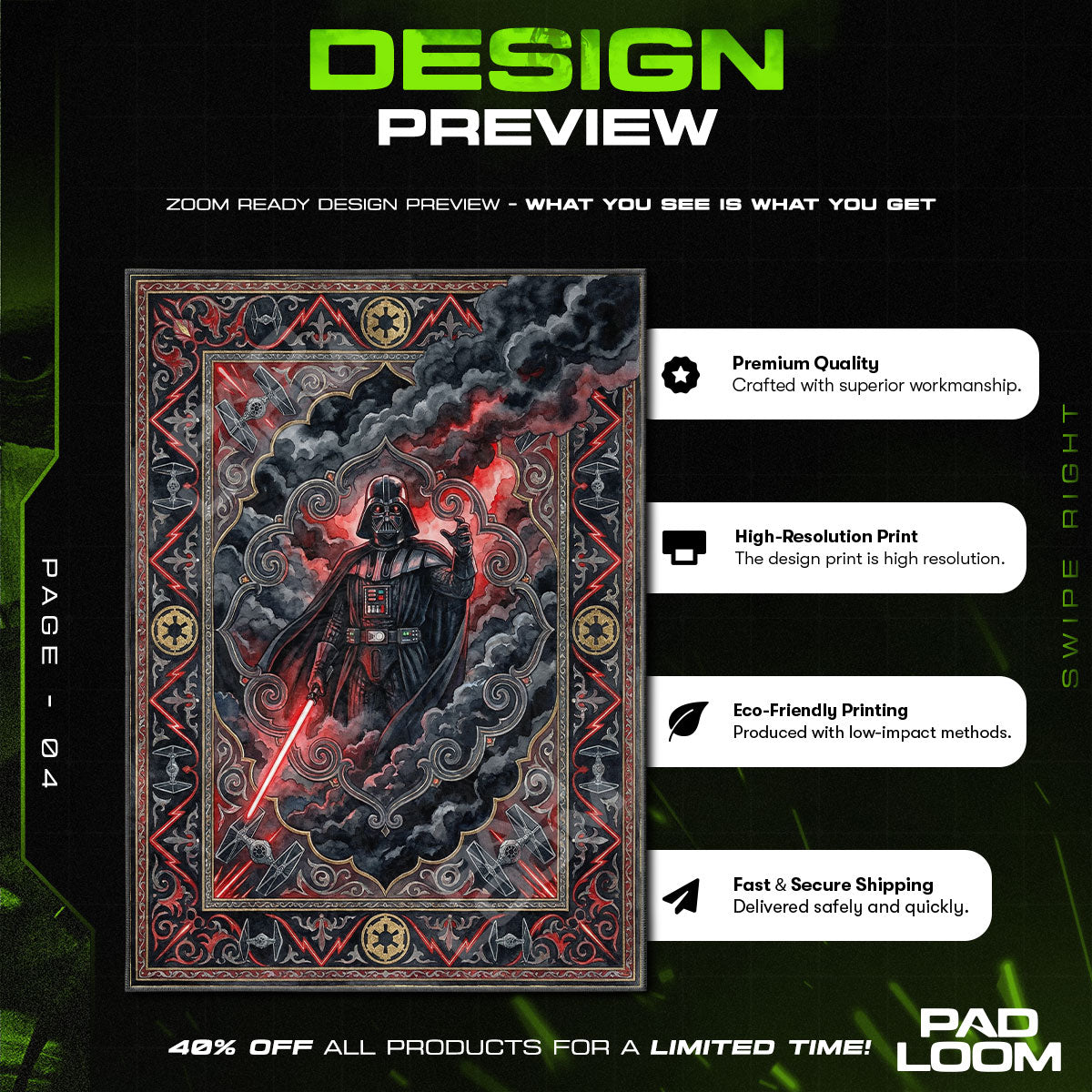 Room character design printed on rug