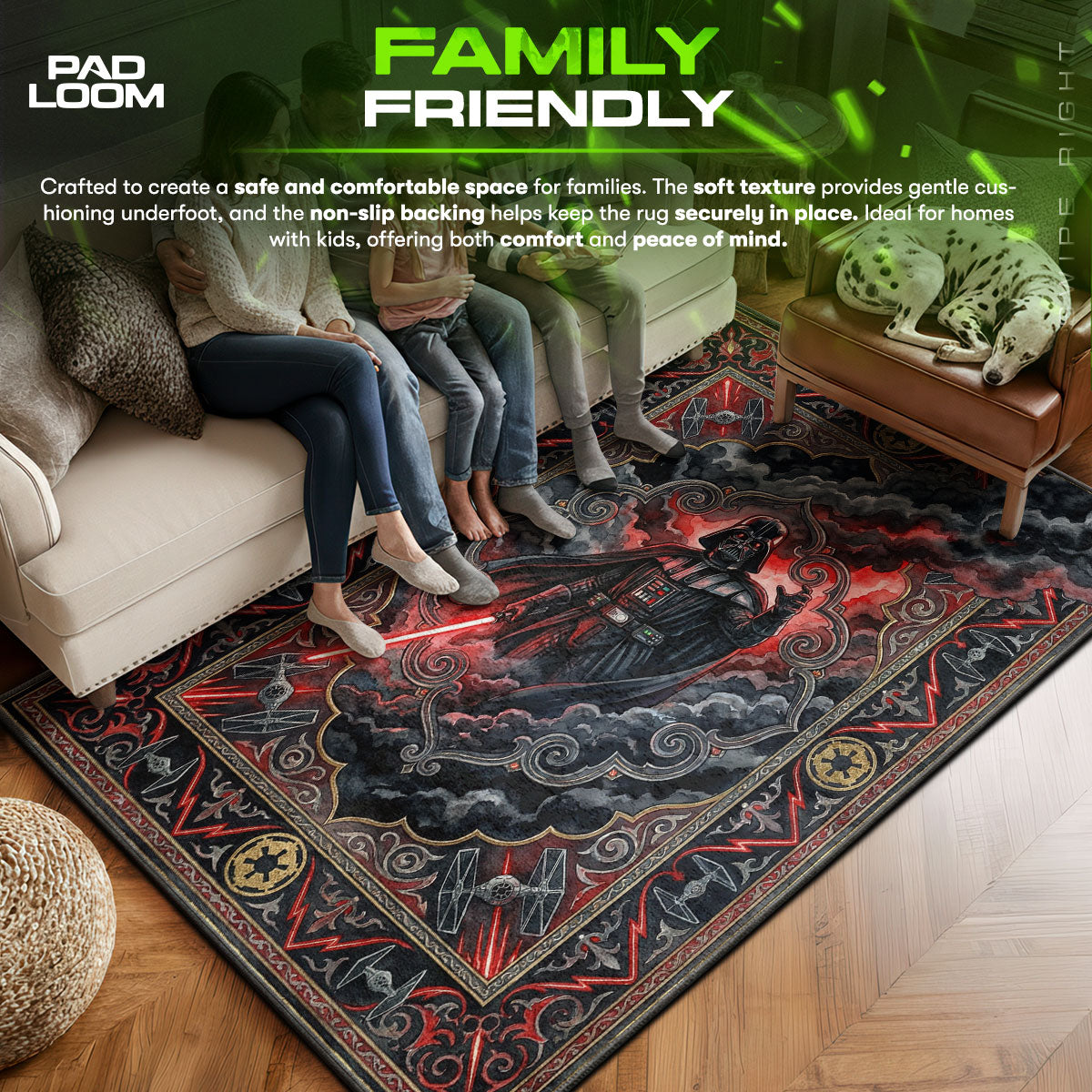 Darth area rug showing full Gothic artwork