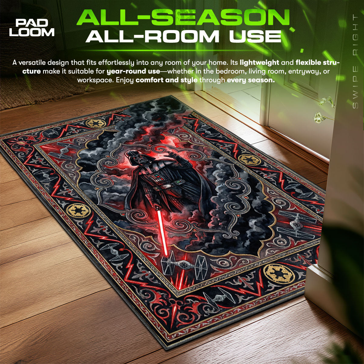 Darth Vader Dark Side Star Wars Room fan rug — premium quality print