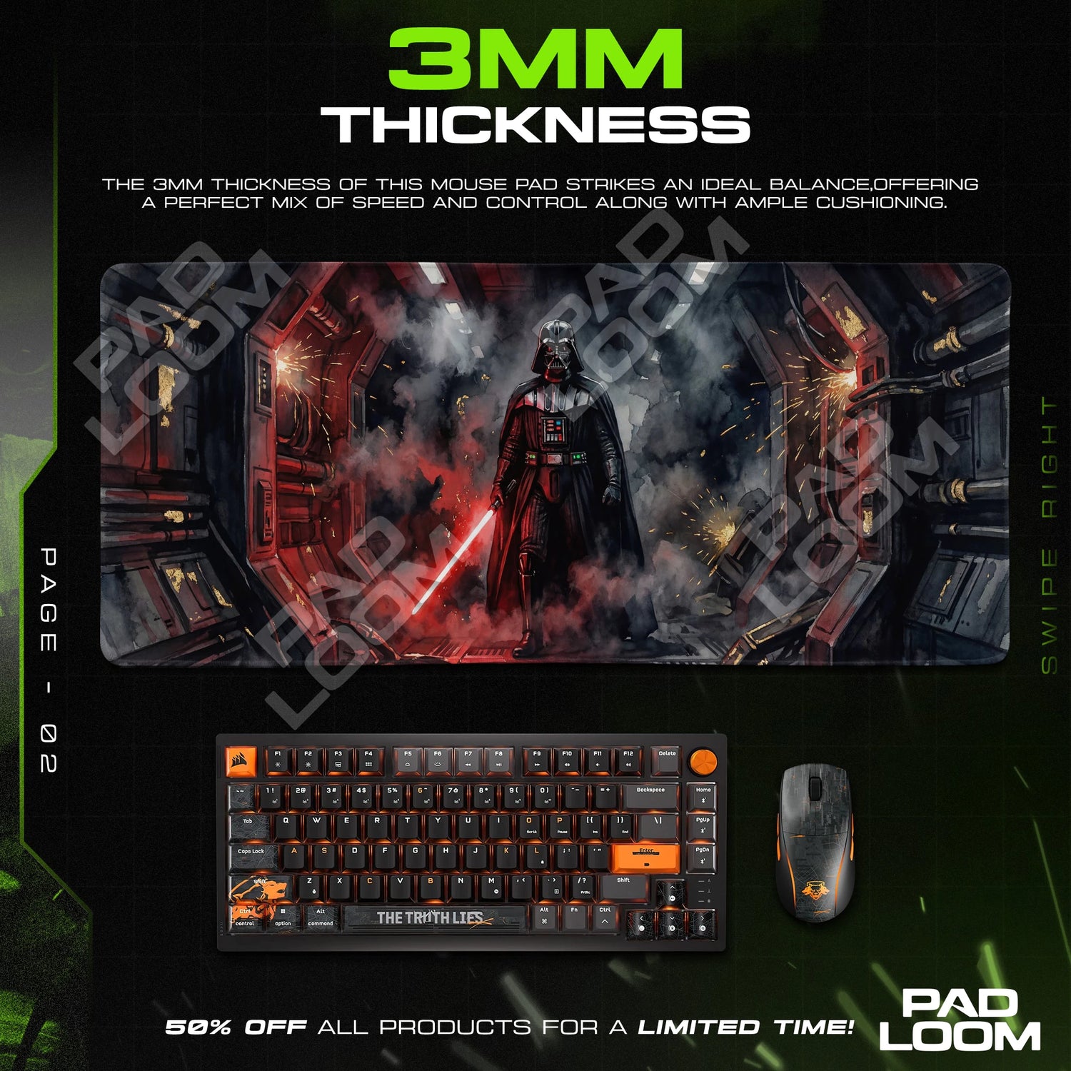 Darth Vader Red Blade Mouse Pad - Star Wars Desk Mat