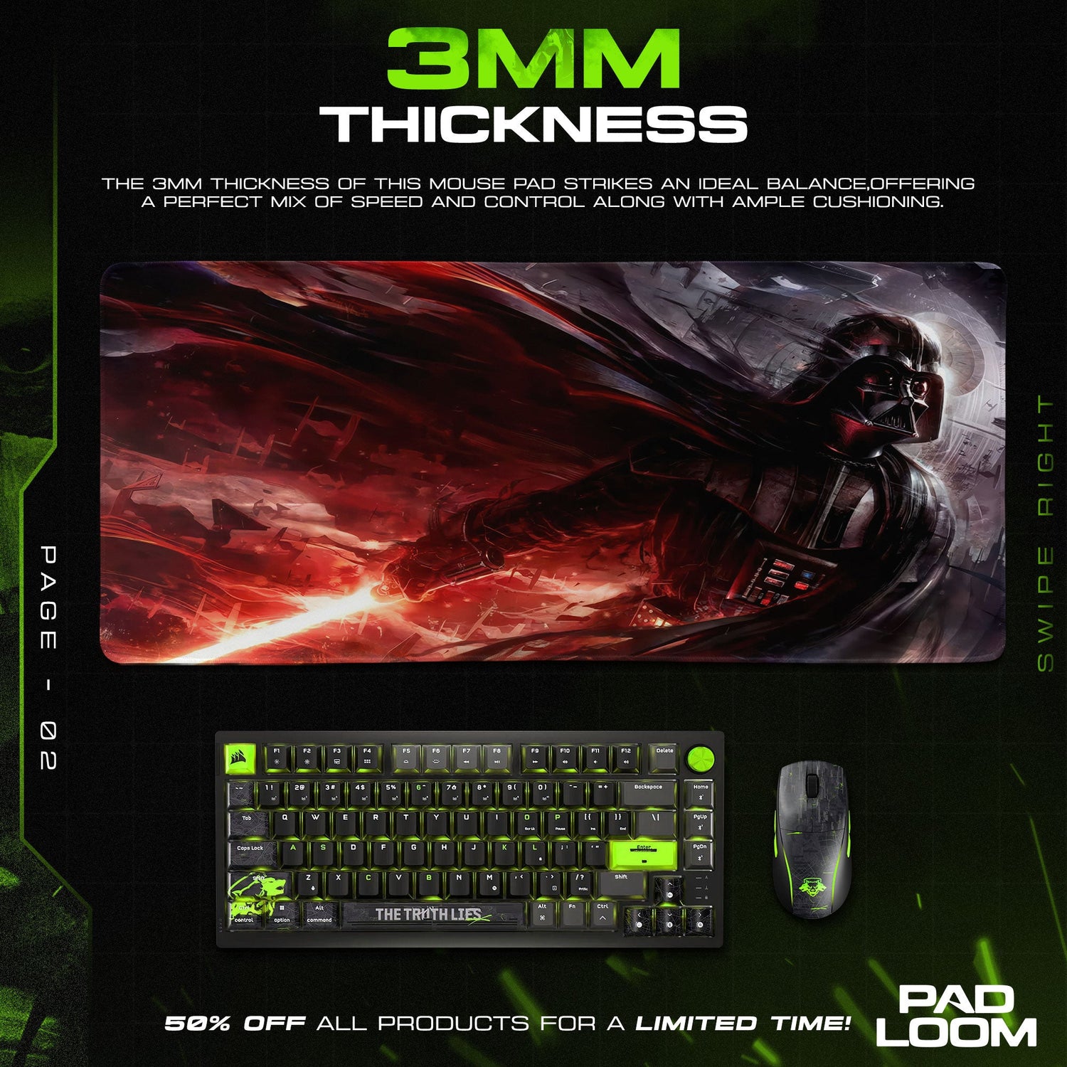 Darth Vader Red Saber Mouse Pad, Star Wars Gaming Desk Mat Padloom