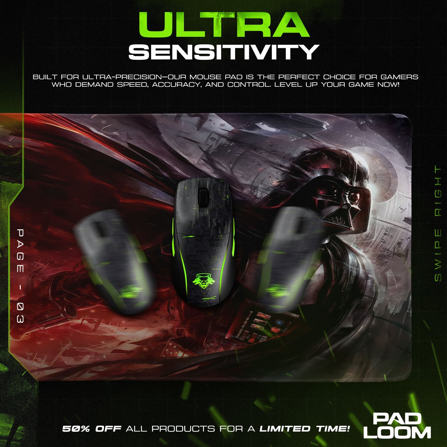 Darth Vader Red Saber Mouse Pad, Star Wars Gaming Desk Mat Padloom