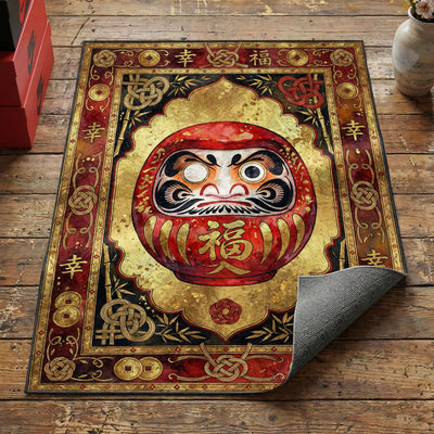 Daruma Doll Fortune Rug — Japanese Lucky Charm Area Rug