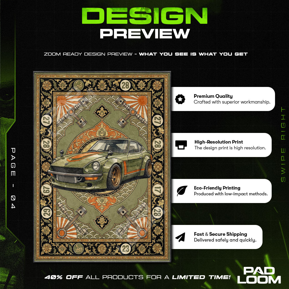 JDM character design printed on rug