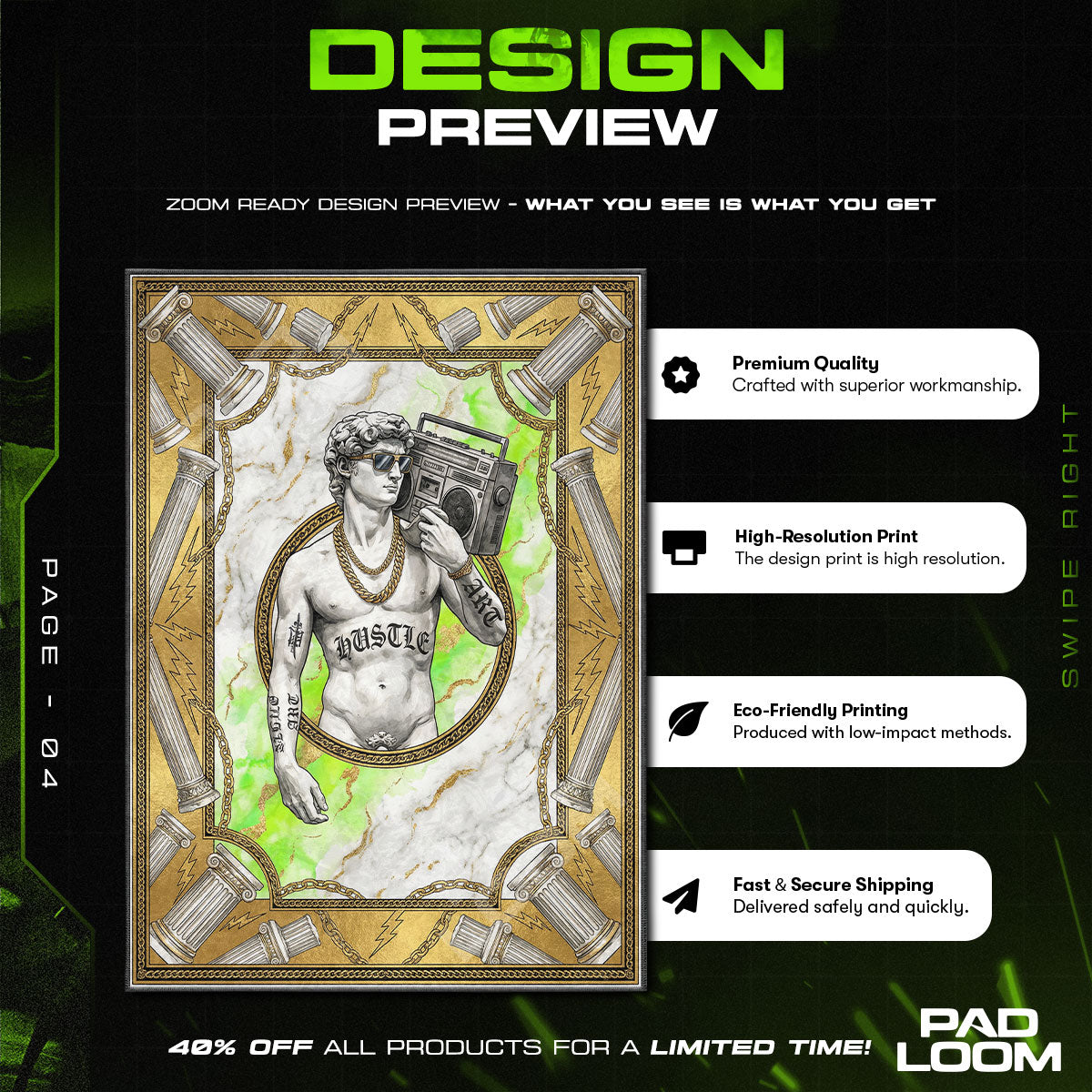 Hype character design printed on rug