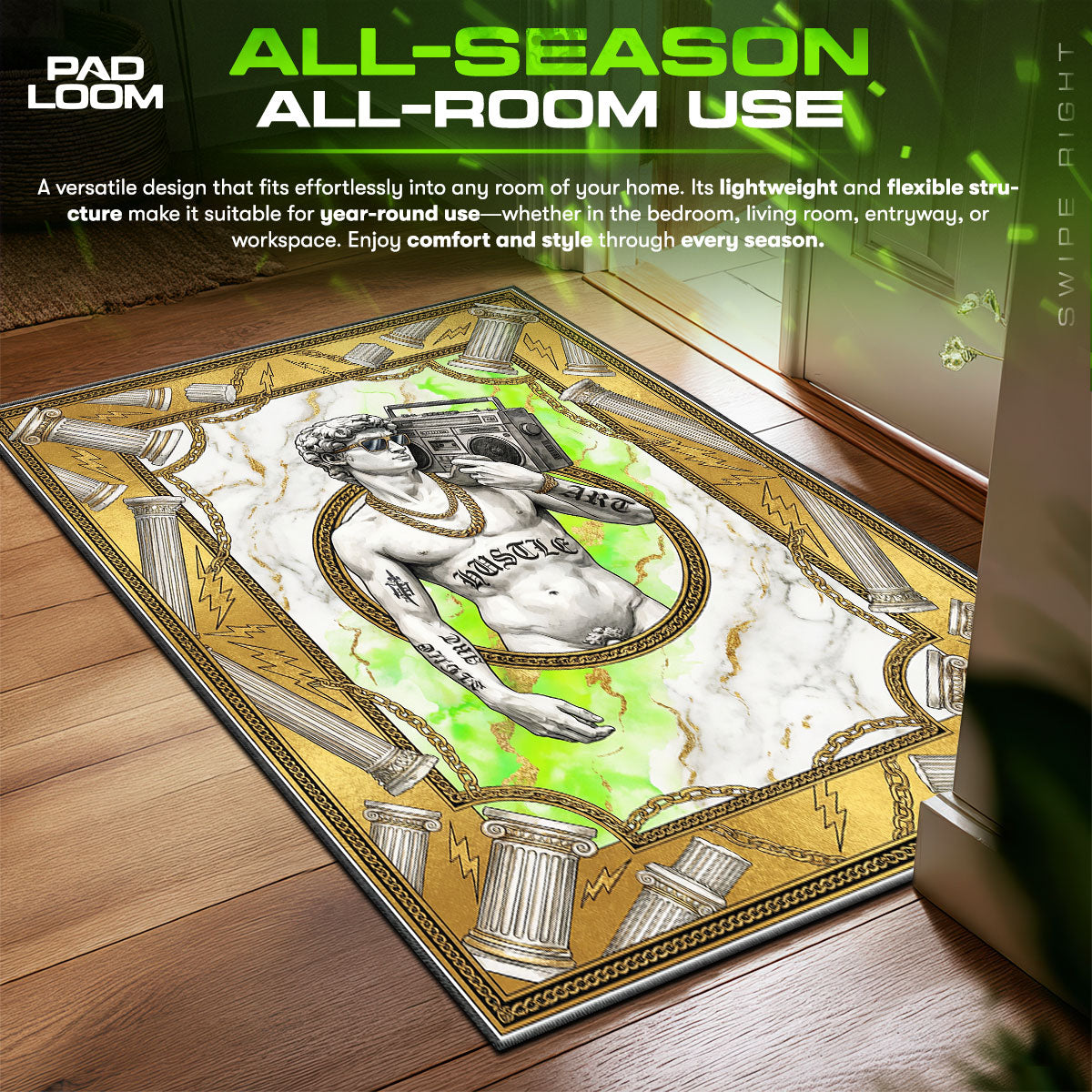 David Statue Boombox Hype fan rug — premium quality print