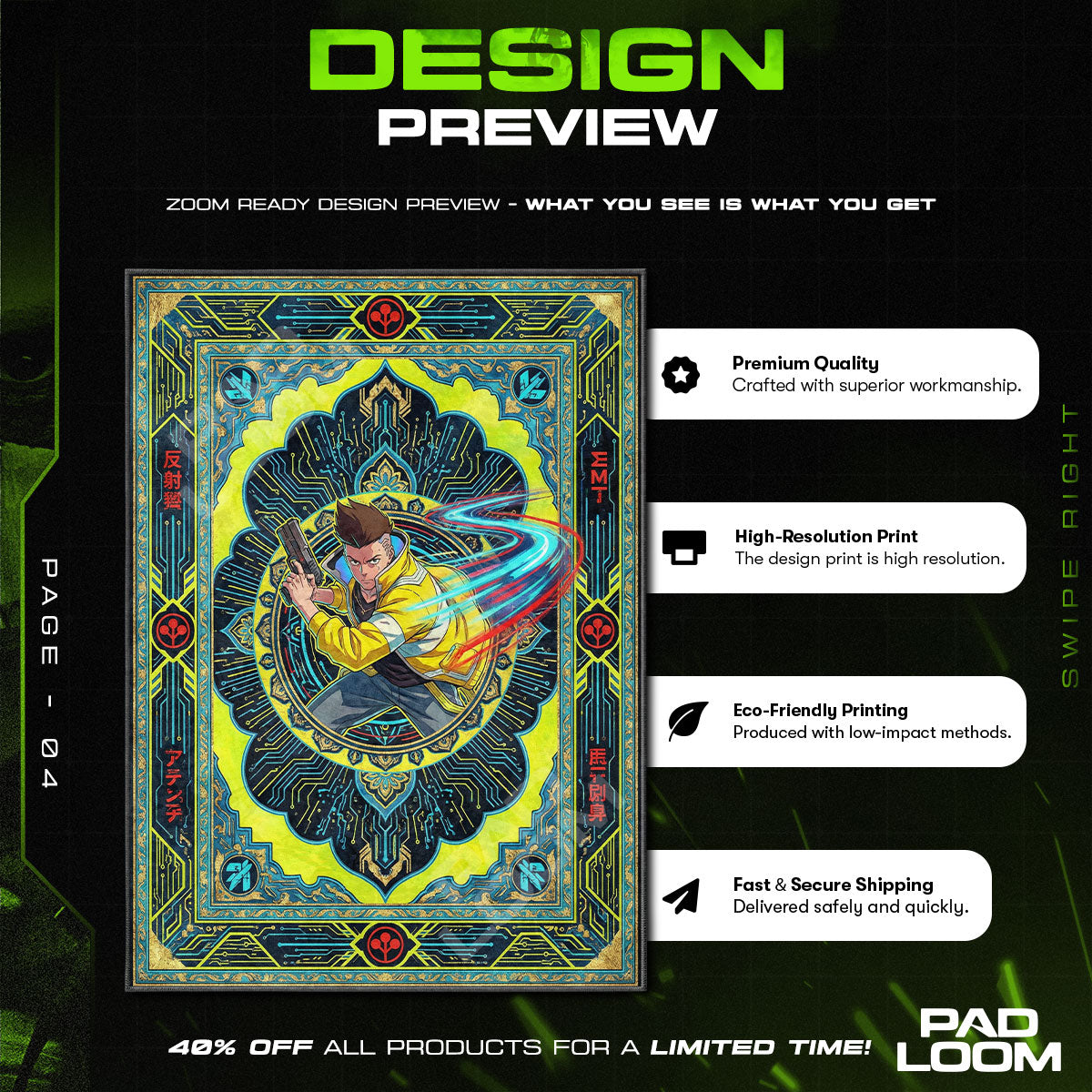 David Martinez Sandevistan Teppich - Cyberpunk Edgerunners Stuhlunterlage