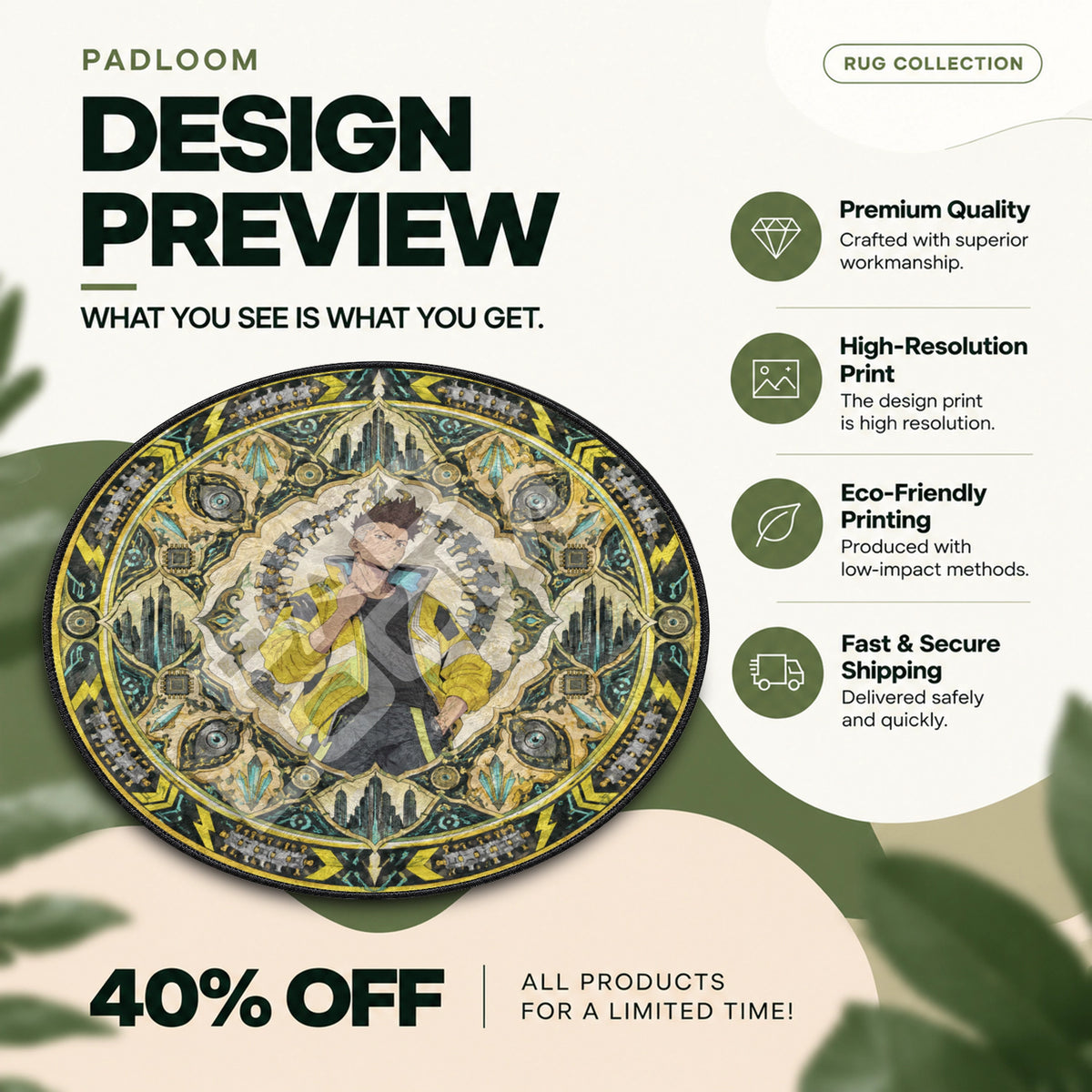 David Skyline Round Rug - Cyberpunk 2077 Chair Mat