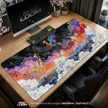 Dawn Cloud Phoenix Mouse Pad - Chinese Art Desk Mat