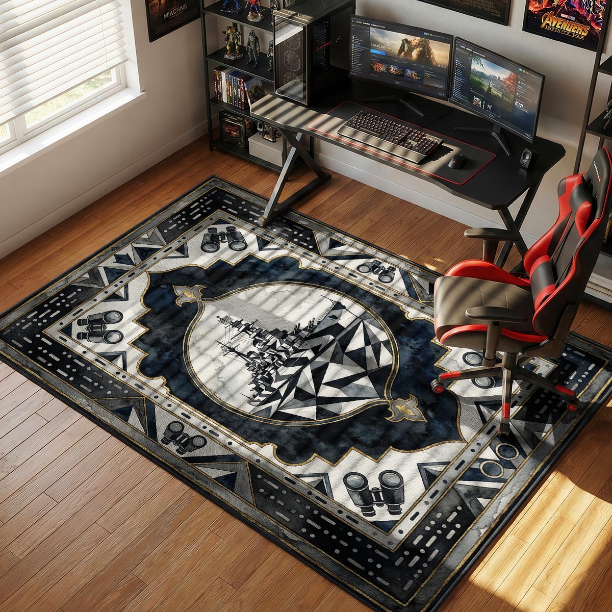 Dazzle Battleship Camo Rug - World of Warships Chair Mat