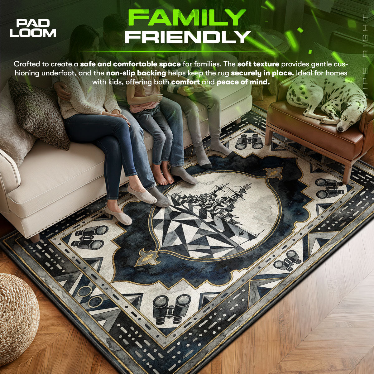 Dazzle Battleship Camo Rug - World of Warships Chair Mat